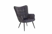 Moderne fauteuil SCANDINAVIA grijs fluweel zwart metalen poten met armleuningen - 44020 - thumbnail