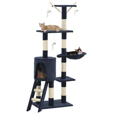 VidaXL Kattenkrabpaal met sisal krabpalen 138 cm donkerblauw