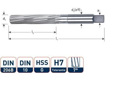 Rotec HSS Handruimer DIN 206B 18,0 mm H7 - 1821800
