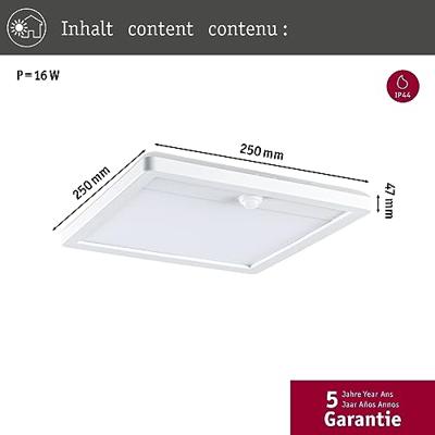 Paulmann 94707 Lamina PIR 2200K eck. Weiß LED-plafondlamp LED 14 W Wit Paulmann 94707 Lamina PIR 2200K eck. Weiß LED-plafondlamp LED 14 W Wit