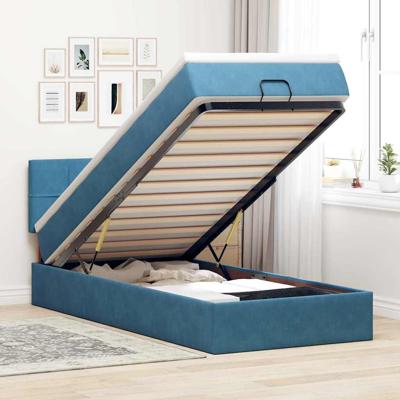 Ottoman bed met matras 90x190cm fluweel donkerblauw