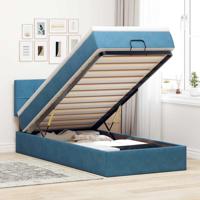 Ottoman bed met matras 90x190cm fluweel donkerblauw - thumbnail