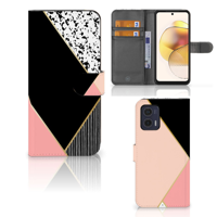 Motorola Moto G73 | Book Case | Zwart Roze Vormen - thumbnail