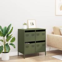 Dressoir 68x39x73,5 cm koudgewalst staal olijfgroen - thumbnail