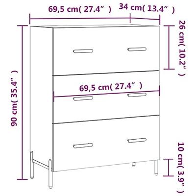 Dressoir 69,5x34x90 cm bewerkt hout betongrijs