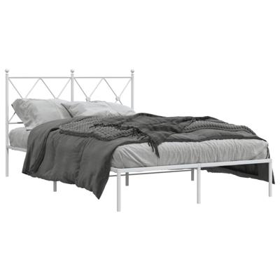 Bedframe met hoofdbord metaal wit 120x200 cm Bedframe met hoofdbord metaal wit 120x200 cm