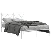 Bedframe met hoofdbord metaal wit 120x200 cm - thumbnail