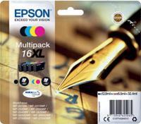 Epson Inktcartridge T1636, 16XL Origineel Combipack Zwart, Cyaan, Magenta, Geel C13T16364012 - thumbnail