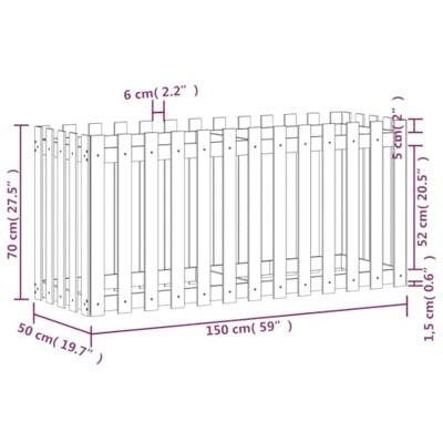 VidaXL Plantenbak verhoogd met hekontwerp 150x50x70 cm grenenhout
