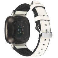 Fitbit Versa 3 & Sense 1 - leer + siliconen bandje - Wit Fitbit Versa 3 & Sense 1 - leer + siliconen bandje - Wit