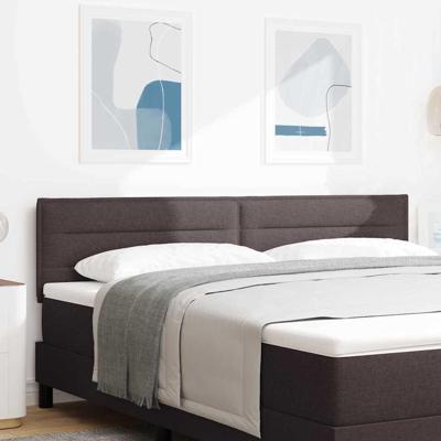 LED Hoofdbord met LED-striplichten Donkerbruin 180 cm Polyester