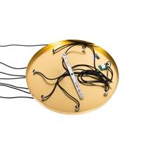 QAZQA Art Deco Hanglamp messing met blauw glas rond 7-lichts - Sandra - thumbnail