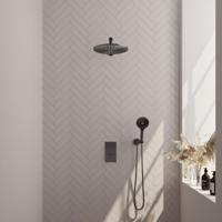 Gunmetal Carving thermostatische regendouche set met 3-weg omstelling en handdouche - thumbnail