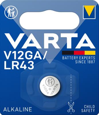 Varta Knoopcel LR43 1.5 V 1 stuk(s) 120 mAh Alkaline ALKALINE Spec. V12GA/LR43 Bli1