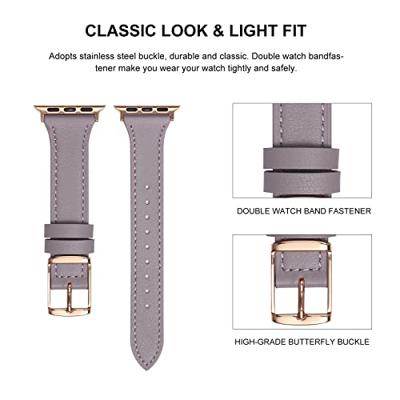 Leren bandje - Paars - Geschikt voor Apple Watch 44mm / 45mm / 46mm / 49mm