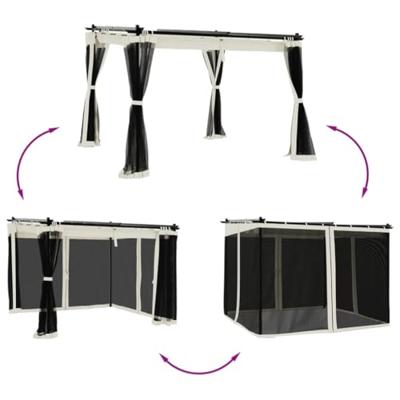 Prieel met zijwanden van gaas 3x3 m staal crmekleurig Prieel met zijwanden van gaas 3x3 m staal crmekleurig