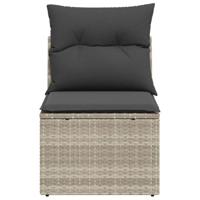 Tuinbank zonder armleuning met kussens poly rattan lichtgrijs - thumbnail
