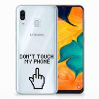 Samsung Galaxy A30 Silicone-hoesje Finger Don't Touch My Phone - thumbnail
