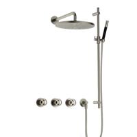 Hotbath Cobber IBSW70 Regendoucheset inbouw - 38.5cm wandarm - 30cm ronde hoofddouche - staafhanddouche - glijstang - Geborsteld nikkel IBSW70GN57 - thumbnail