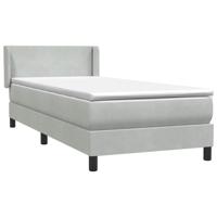 Boxspring met matras fluweel lichtgrijs 90x220 cm - thumbnail