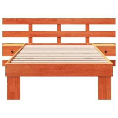 Bedframe met lade met hoofdeinde Wasbruin 90 x 190 cm Massief grenenhout Bedframe met lade met hoofdeinde Wasbruin 90 x 190 cm Massief grenenhout