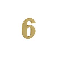 Huisnummer 6 messing gelakt - thumbnail