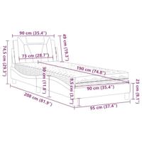 Bed met matras kunstleer wit 90x190 cm - thumbnail