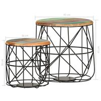 Salontafels 2 st massief gerecycled hout - thumbnail