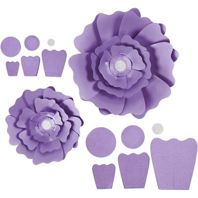 Creativ Company Papieren bloemen, d 15+25 cm, 230 gr, paars, 2 stuk/ 1 doos