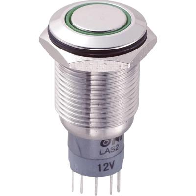 TRU COMPONENTS 701907 LAS2GQF-11E/G/12V/S/P Vandalismebestendige druktoets 250 V/AC 3 A 1x aan/(aan) Moment Groen 1 stuk(s)