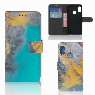 Xiaomi Mi A2 Lite | Bookcase | Marble Blue Gold Xiaomi Mi A2 Lite | Bookcase | Marble Blue Gold