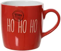 Decoris mok porselein ho ho ho 9x8.5cm rood, wit - thumbnail
