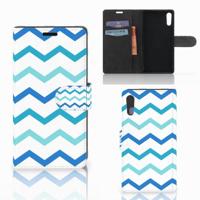 Sony Xperia XZ | Sony Xperia XZs | Telefoon Hoesje | Zigzag Blauw - thumbnail