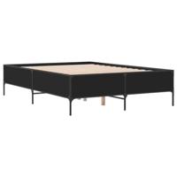 Bedframe bewerkt hout metaal zwart 150x200 cm - thumbnail