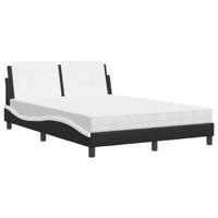 Bed met matras kunstleer zwart en wit 140x200 cm - thumbnail