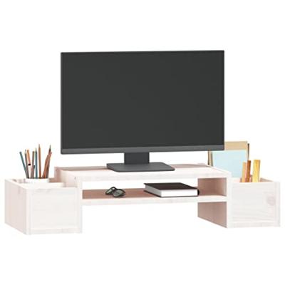 VidaXL Monitorstandaard 70x27,5x15 cm massief grenenhout wit VidaXL Monitorstandaard 70x27,5x15 cm massief grenenhout wit