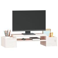 VidaXL Monitorstandaard 70x27,5x15 cm massief grenenhout wit - thumbnail