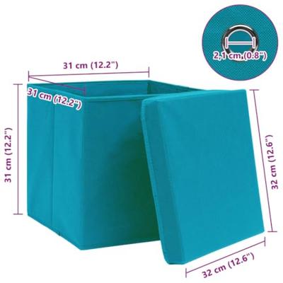 VidaXL Opbergboxen met deksel 4 st 32x32x32 cm stof babyblauw