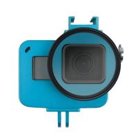 Behuizings schaal CNC aluminiumlegering beschermende kooi met verzekerings frame & 52mm UV-lens voor GoPro HERO7 zwart/6/5 (blauw) - thumbnail
