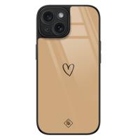 iPhone 15 glazen hardcase - Hart bruin - thumbnail