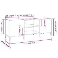 Platenkast 121x38x48 cm bewerkt hout grijs sonoma eikenkleurig - thumbnail