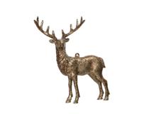 Kersthanger kunststof hert 14 cm truffel kijkt links - thumbnail