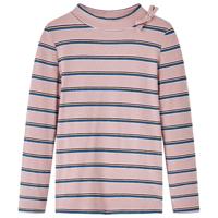 Kindershirt met lange mouwen gestreept 128 lichtroze - thumbnail
