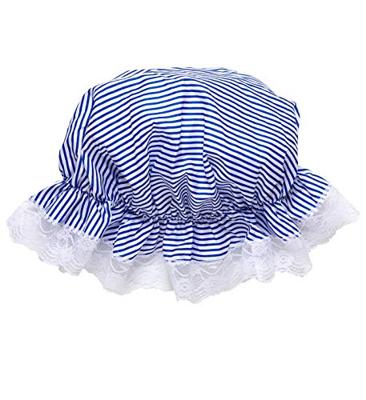 Slaapmuts kort blauw/wit gestreept