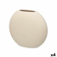 Vaas Beige Keramisch 29 x 26 x 11 cm (4 Stuks) Rond - thumbnail