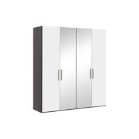 Goossens Kledingkast Easy Storage Ddk, Kledingkast 203 cm breed, 220 cm hoog, 2x draaideur en 2x spiegel draaideur midden - thumbnail