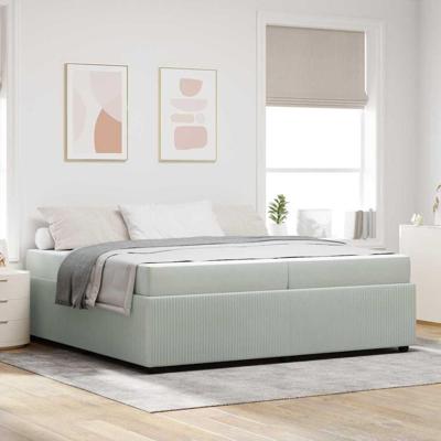 Bedframe met matras met matras Lichtgrijs 200 x 200 cm Fluweel