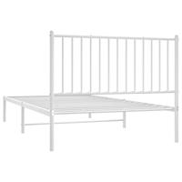 Bedframe met hoofdbord metaal wit 107x203 cm - thumbnail