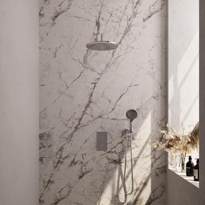 Brauer Chrome Edition Thermostatische Regendoucheset Inbouw - Hoofddouche 30 cm - Gebogen Wandarm - 3 Weg - Handdouche 3 Standen - Doucheslang - Wandaansluitbocht - Chroom