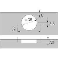 Potscharnier Sensys 8646i, Basis -4mm, TH 52 - thumbnail